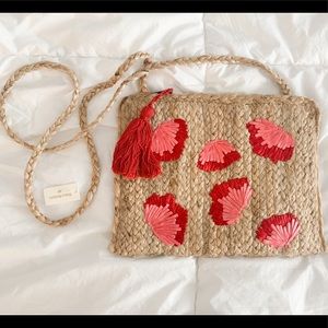 World Market Straw Embroidered Bag NWT